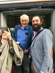 Anton and Jeremy Corbyn at Cambridge Station
